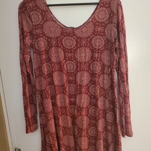 Forever 21 Elegant Red Patterned Dress